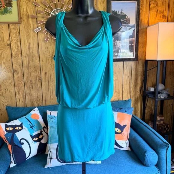 BCBGMAXAZRIA Teal Sleeveless RetrDress - Picture 10 of 12
